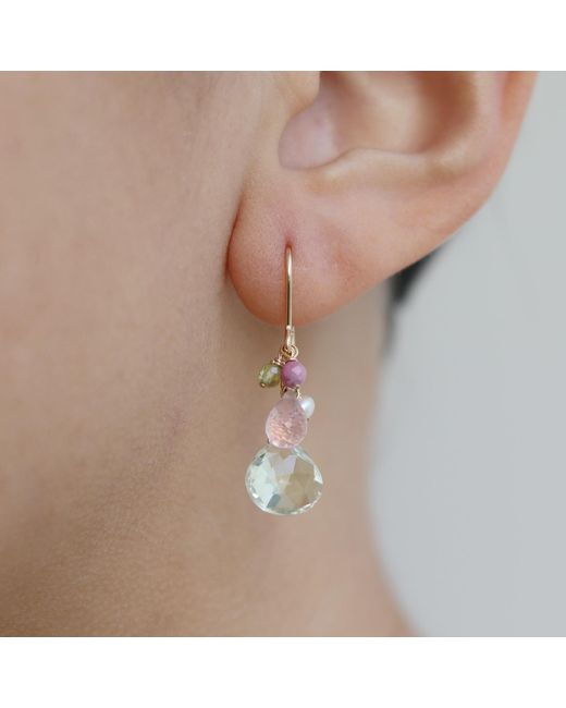 MOUNIR LONDON Metallic Amethyst Cluster Drop Earrings