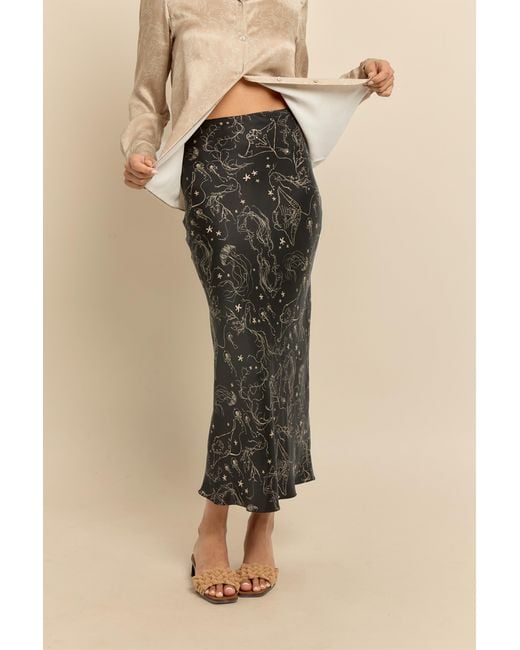 Lily Rou Black Ray Silk Slip Skirt