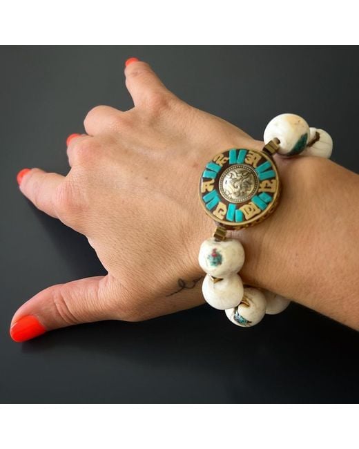 Ebru Jewelry Metallic Tibetan Mantra Bracelet