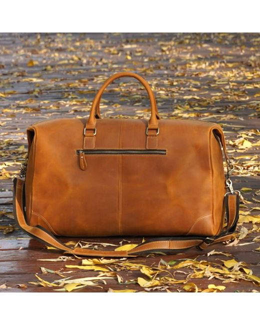 Touri Brown Genuine Leather Duffel With Zip Pocket for men