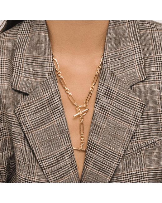 Lulu B London Metallic T-Bar Lariat Chain Necklace