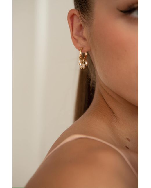 Katy Faye Metallic Agathe Pearl Huggie Hoop Earrings