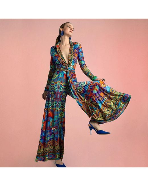 Beatrice von Tresckow Blue Electric Garden Wide Leg Jumpsuit
