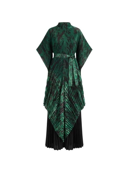 Cy Boutique Green Full Pleated Printed Top And Wide-Leg Trousers Co-Ords