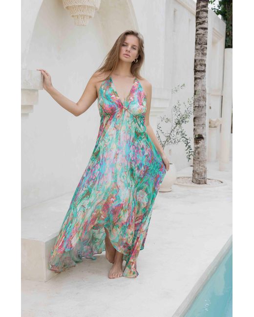 Sophia Alexia Blue Liquid Silk Ibiza Dress