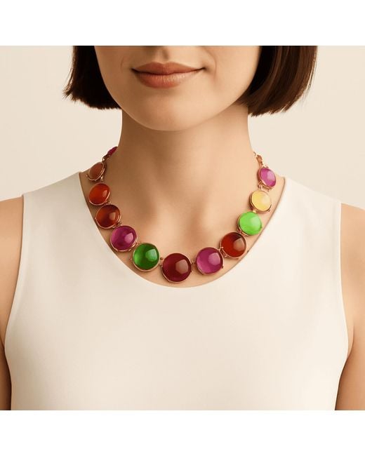 Michael Nash Jewelry Multicolor Penny Round Cabachon Multi Color Necklace