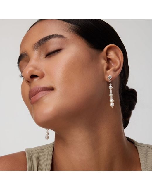 Vanhi Metallic Knot Multi Pearl Drop Earrings
