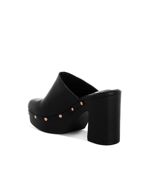 Rag & Co Black Benji Recycled Leather Clogs