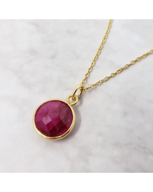 Harfi Purple Vermeil Plated Round Ruby July Birthstone Crystal Necklace