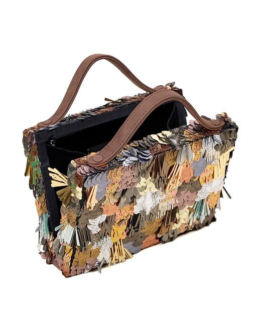 Simitri Brown Polished Pinata Briefcase Bag