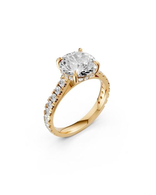 Aya Fine Jewelry Metallic 3 Carat Round Lab Grown Diamond Hidden Halo Engagement Ring