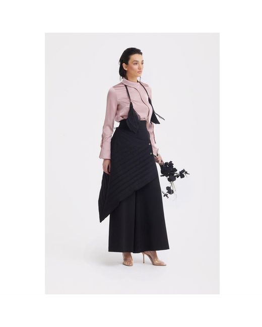 Julia Allert Brown Luxury Silk-Feel Satin Blouse Blush