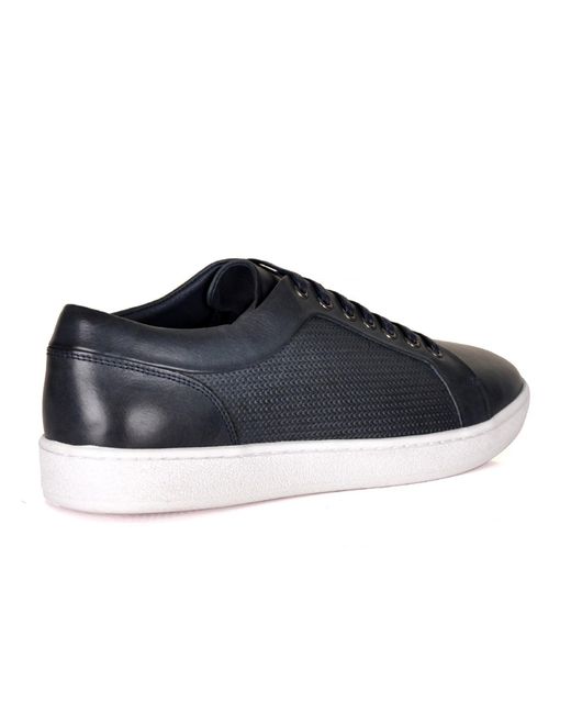 DAVID WEJ Blue Bradford Leather Sneakers for men