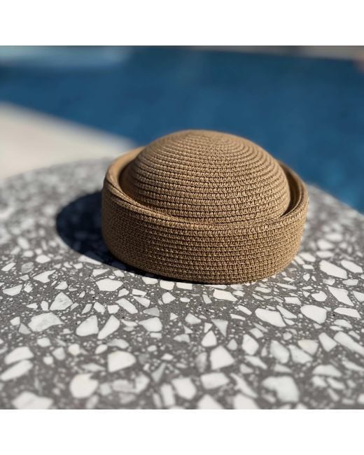 London Atelier Byproduct Brown Neutrals Natural Straw Pillbox Hat