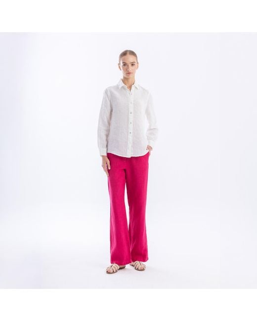 Haris Cotton White Striped Linen Shirt With Long Sleeves