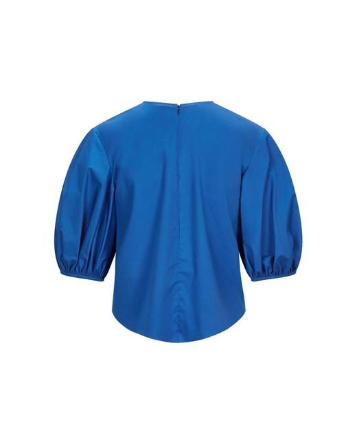 Femponiq Blue Puff Sleeve Cotton Top