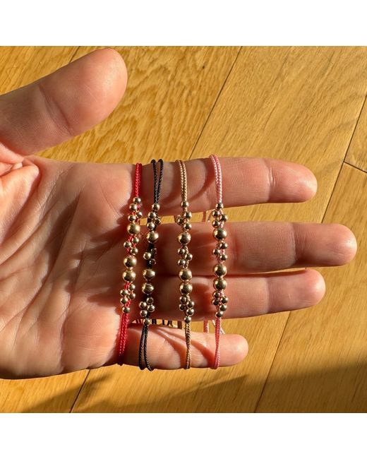 Ecce | Artisan Diamonds Pink 14K Rose Dancing Bubble Ball Bracelet W/ Rope