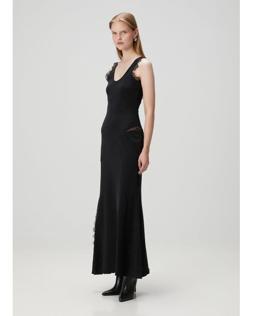 Pcfg Black Cotton Long Fitted Dress With Straps