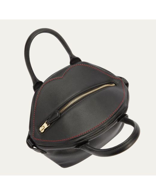 Lulu Guinness Black Leather Simone Handheld Bag