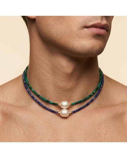 Jaredjamin Metallic Rowan Necklace Lapis Lazuli