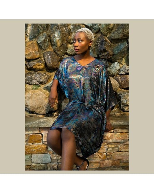 DHARA SHETH DUBAI Black Shadow Of Sequin Shimmer Short Kaftan Party Dress