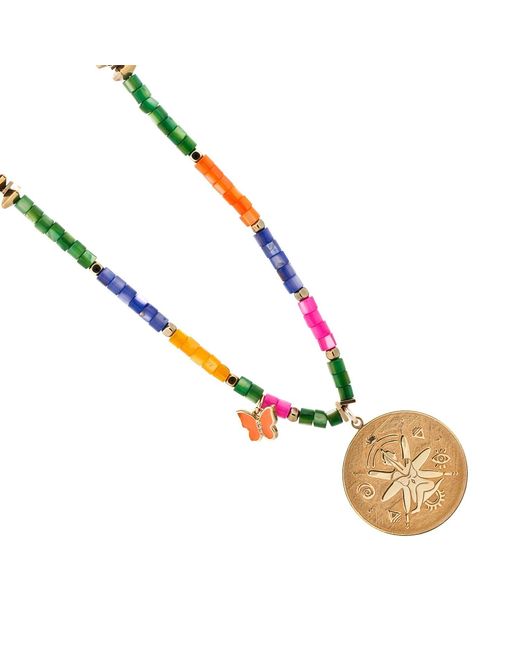 Ebru Jewelry Metallic Sunshine Yoga Girl Protective Vibe Multicolor Beaded Necklace