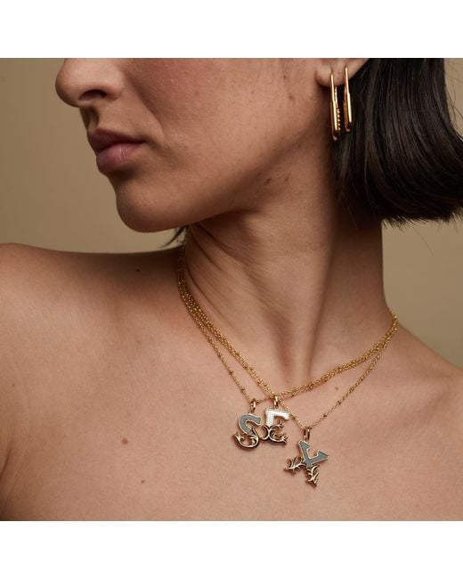 Kasun Metallic Solid R Initial Necklace With Mother Of Pearl