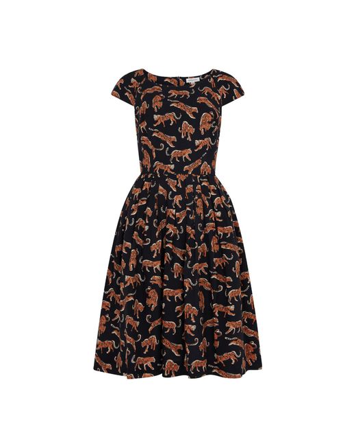 Emily and Fin Black Claudia Leaping Leopards Dress