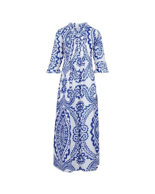 At Last Blue Cotton Annabel Maxi Dress