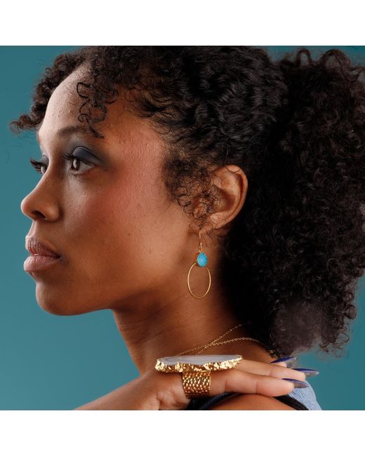 YAA YAA LONDON Blue Colour Pop Druzy Hoop Earrings