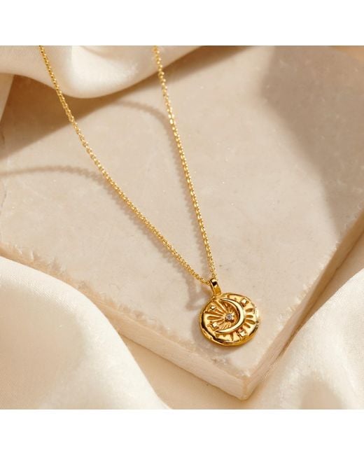 Posh Totty Designs Metallic Plated Diamond Moon Disc Necklace