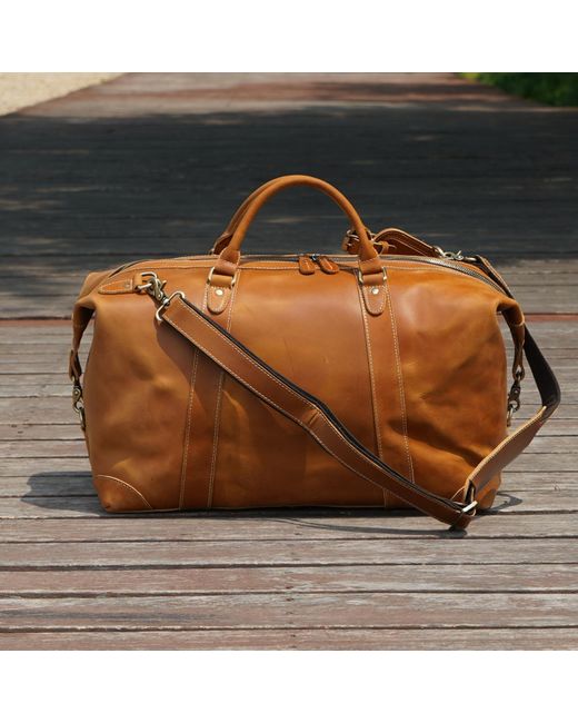 Touri Brown Classic Traveller Genuine Leather Holdall for men