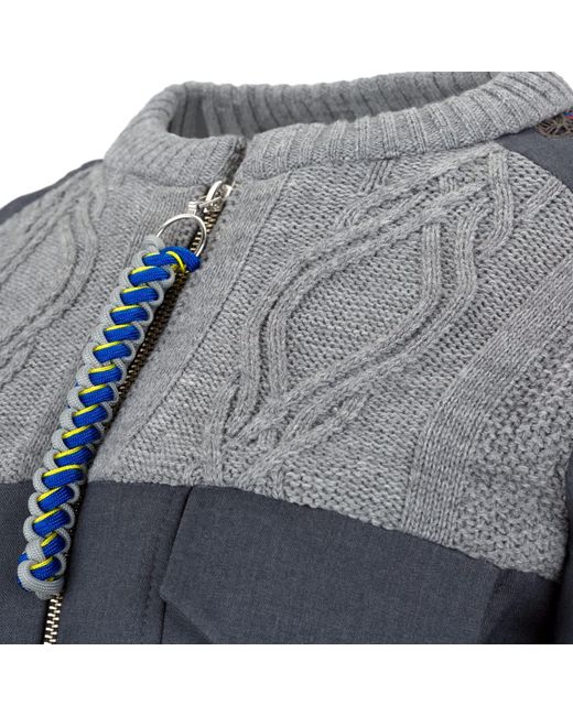 Boutique Kaotique Gray Handmade Indonesian Knitted Bomber Jacket