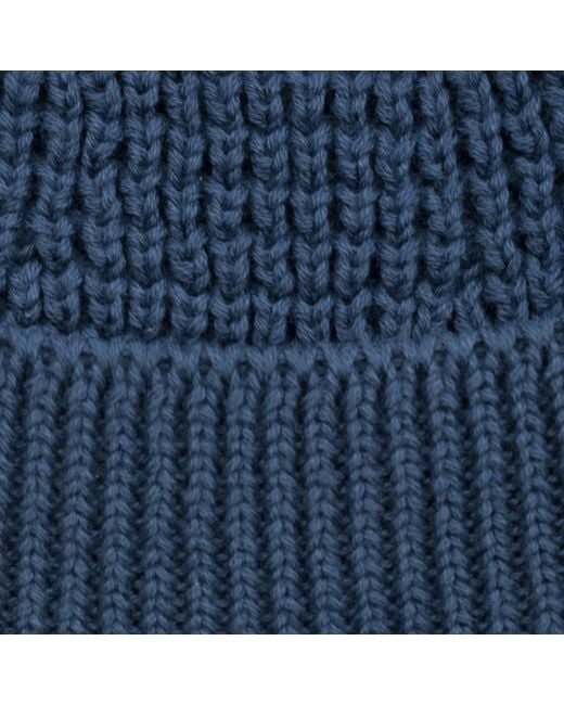 Paul James Knitwear Blue Lightweight Cotton Whitby Docker Beanie for men