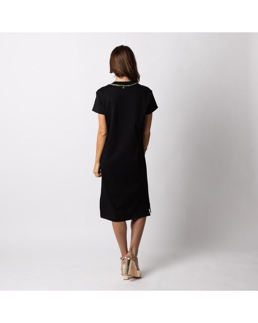 Laines London Black Laines Couture T-shirt Dress With Embellished Green & Gold Wrap Around Snake