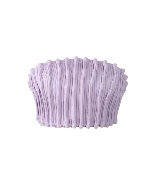 Kargede Purple Lilac Knit Bandeau Top – Strapless, Fitted & Cropped
