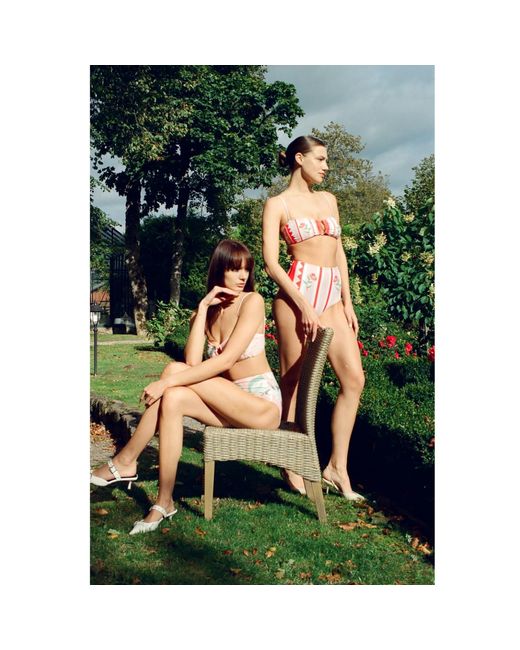 Jessie Zhao New York Red Jungle Rose Reversible Bikini Bottom