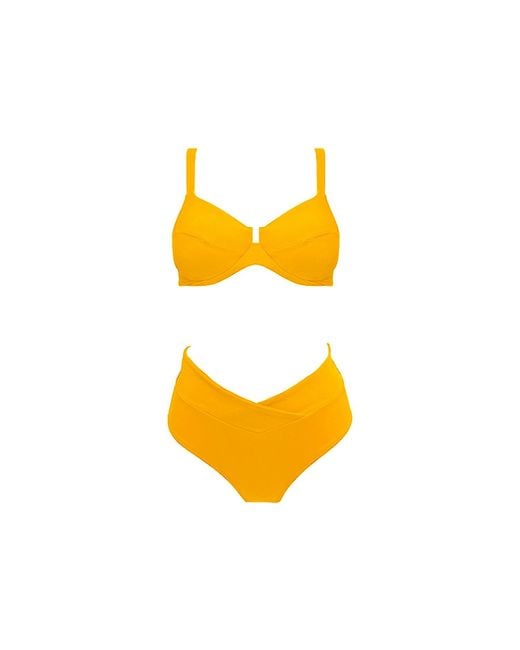 Aulala Paris Yellow Miss Bright Crossing High Waist Bikini Set