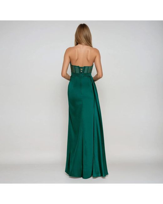 Angelika Jozefczyk Green Emerald Satin Corset Evening Gown Napoli