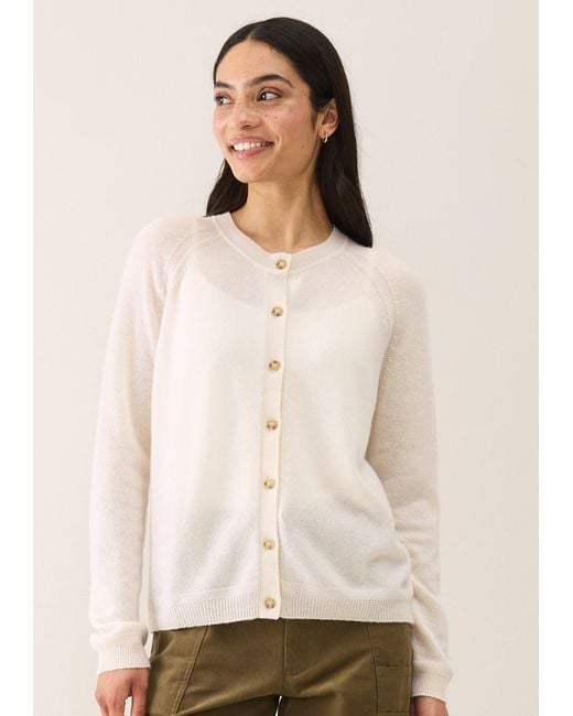 Loop Cashmere White Featherweight Cardigan
