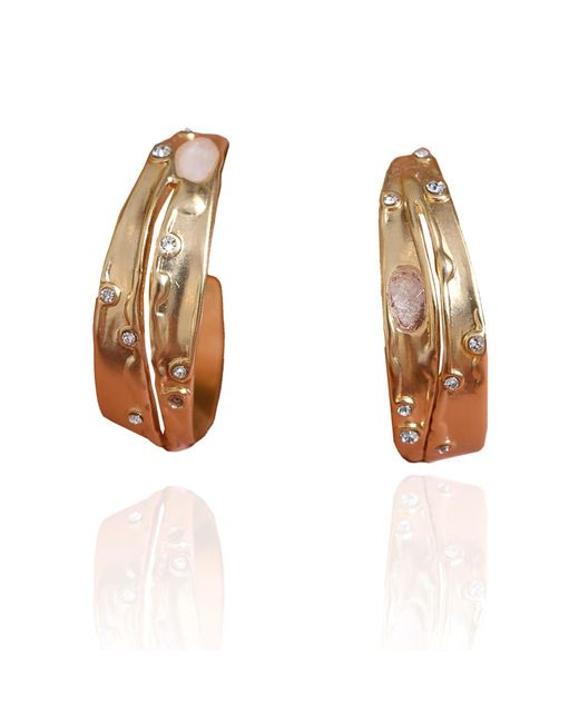 Rare Matters Jewelry White Sprinkled Clear Quartz Hoop Earrings