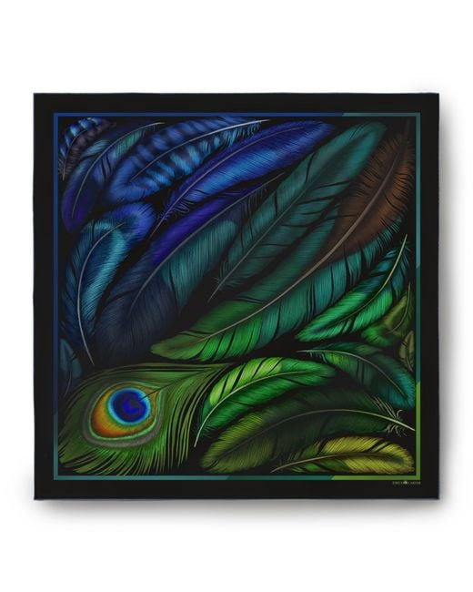 Emily Carter Green The Iridescent Feather Pocket Square for men