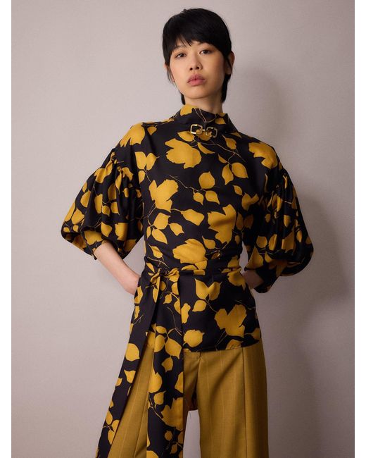 Amanda Thompson Couture Yellow Wren Blouse Silk & Floral