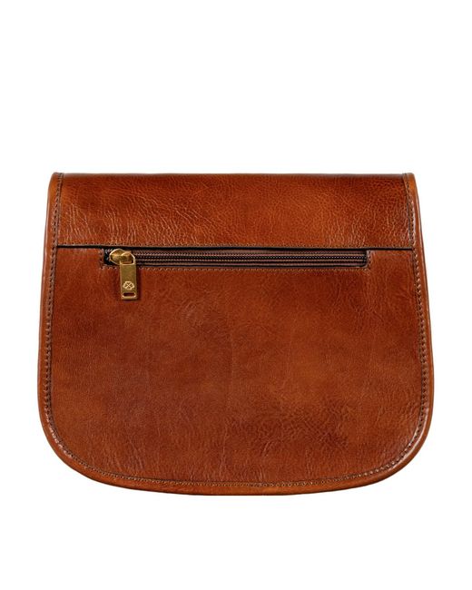 Time Resistance Brown Leather Saddle Bag