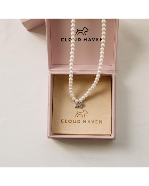 Cloud Haven Metallic Faux-Pearl Logo Pendant Necklace