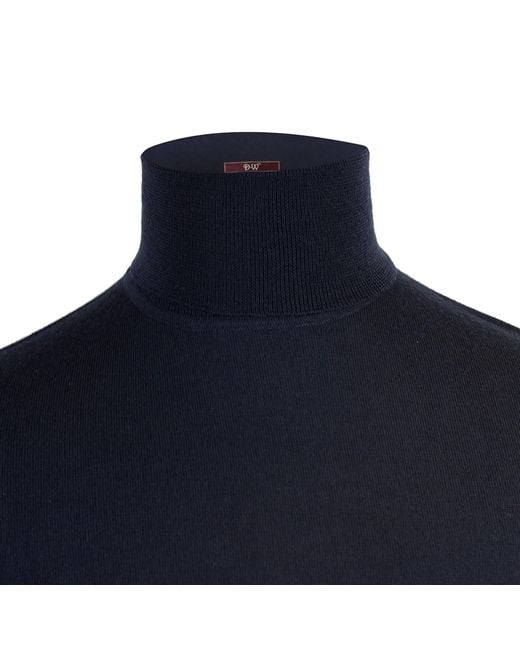 DAVID WEJ Blue Harry Merino Wool Roll Neck Sweater for men