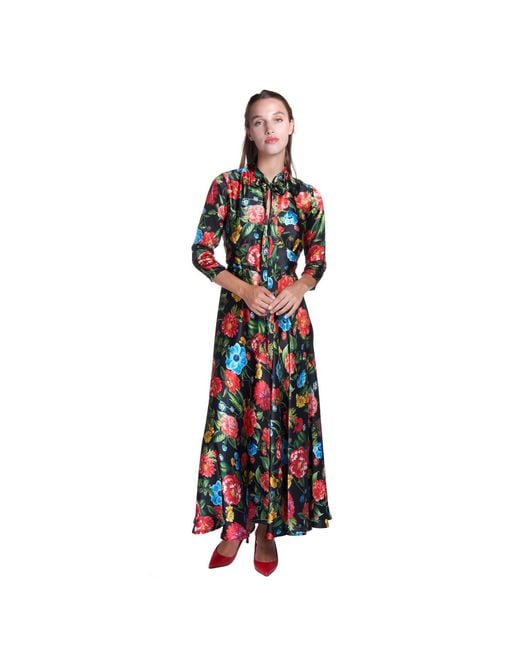 Sofia Tsereteli Red Multi Floral Silk Dress
