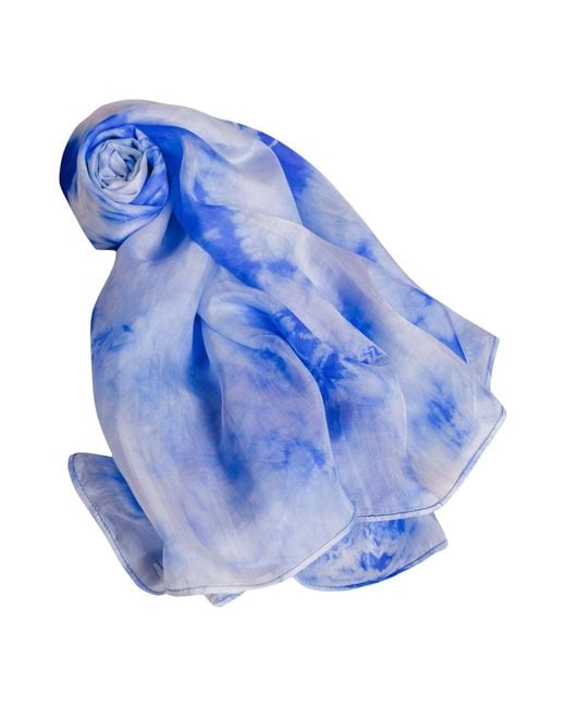 Silk and Bears Blue Cloud Shibori Habotai Silk Scarf – Hand-Dyed Mulberry Silk
