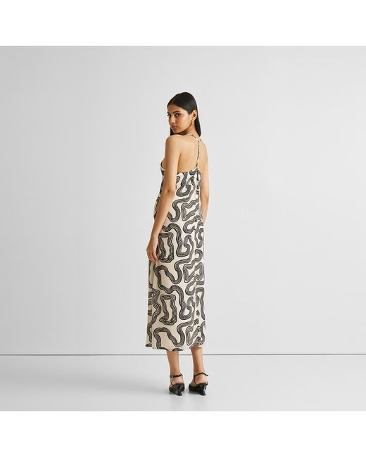 REISTOR Metallic Midi Slip Crepe Dress