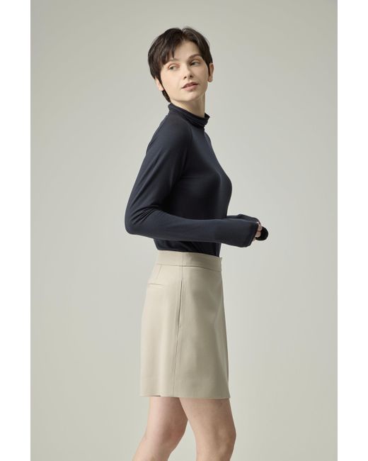 Elune Mode Gray Neutrals Wrap Pleat Skort _ Soft Sand